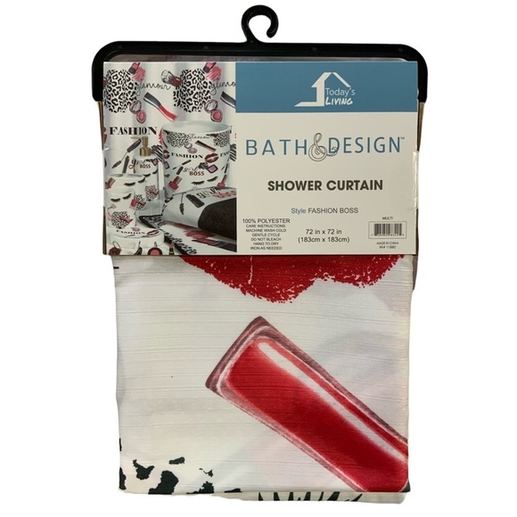 Fashion Girl Boss Shower Curtain Fabric 72 X 72 In Square White Pink Multicolor - Picture 10 of 11